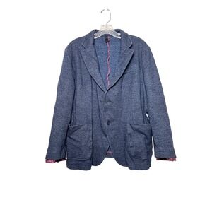 Bugatchi Men's Navy Blazer Jacket Cotton/Wool Knit 2 Button Size 44‎ KX2605J41